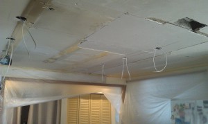 This is the ceiling after we repaired it in order to complete the kitchen remodel.