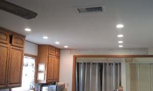The finished ceiling. We removed the Acoustic ceilings, repaired the falling ceiling and then installed recessed lighting. 